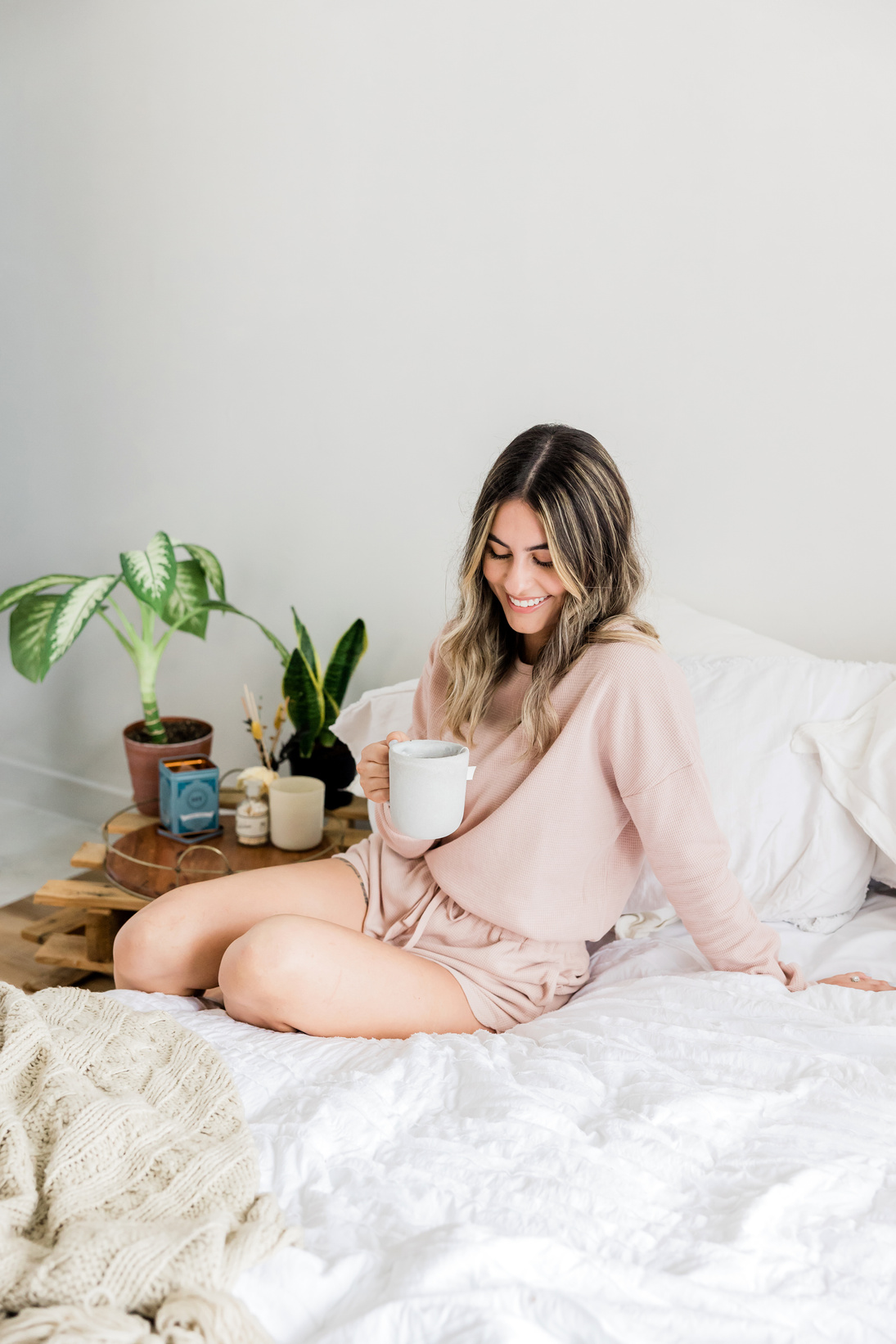 Woman Drinking Tea In Bed